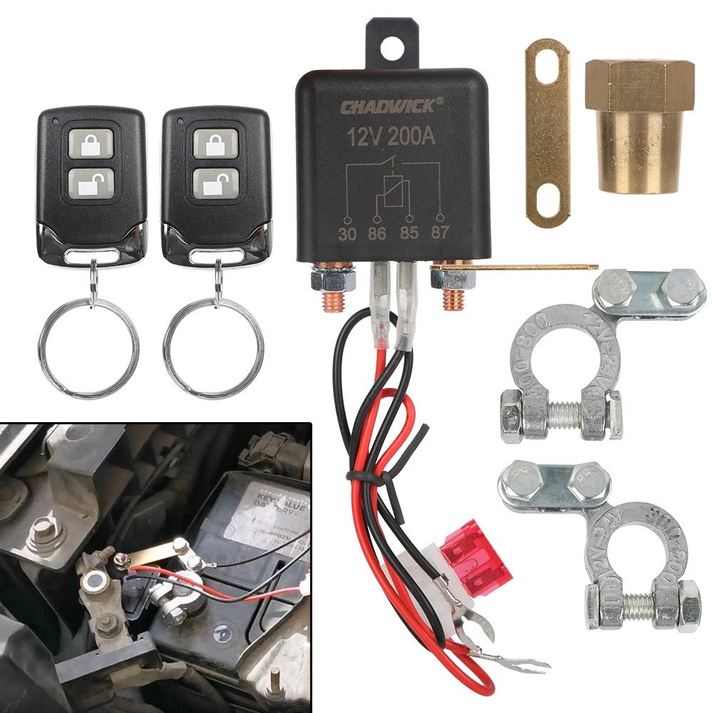 

Car Battery Disconnect Switch System Wireless Remote 12V 200A Intelligent Circuit Cut Off High Current Start Relay