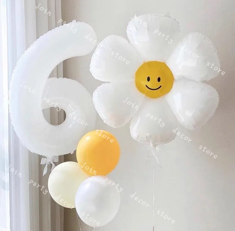 

Цифровые фольгированные шарики 5 шт./компл. 40 дюймов, фигурки Globos Sunflower Giant White, украшения для вечеринки в честь Дня Рождения взрослого ребенка
