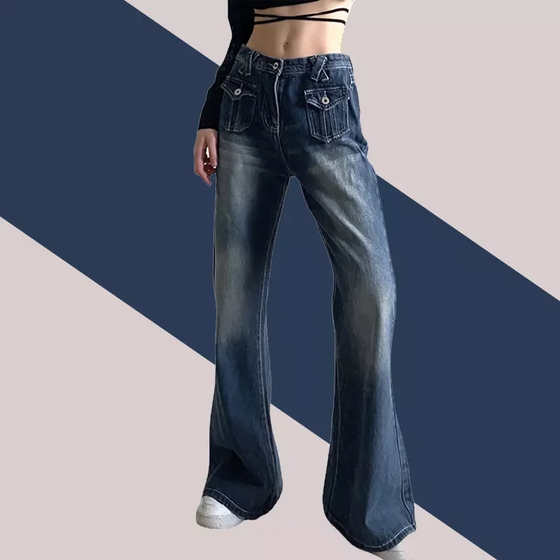 fashionable Low Waist Denim Jeans women Vintage Cute Chic Straight Pants wide leg  woman Streetwear Harajuku Grunge Clothes Trou