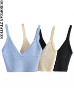 2021 summer women club shoulder wrap tops sexy deep v neck bustier navel exposed mini cami sling backless knit short top lady