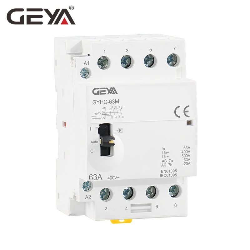 

Контактор GEYA, 4P, 40A, 63a, 4NO или 2NC2NO, 220 В/230 В, 50/60 Гц, Din-рейка, бытовой модульный контактор переменного тока, ручная работа