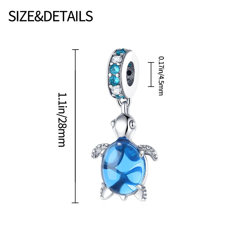 HOT SALE 925 Sterling Silver Murano Glass Turtle Charm Beads Fit Original Pandora Bracelet Pendant Necklace Customized Jewelry images - 6