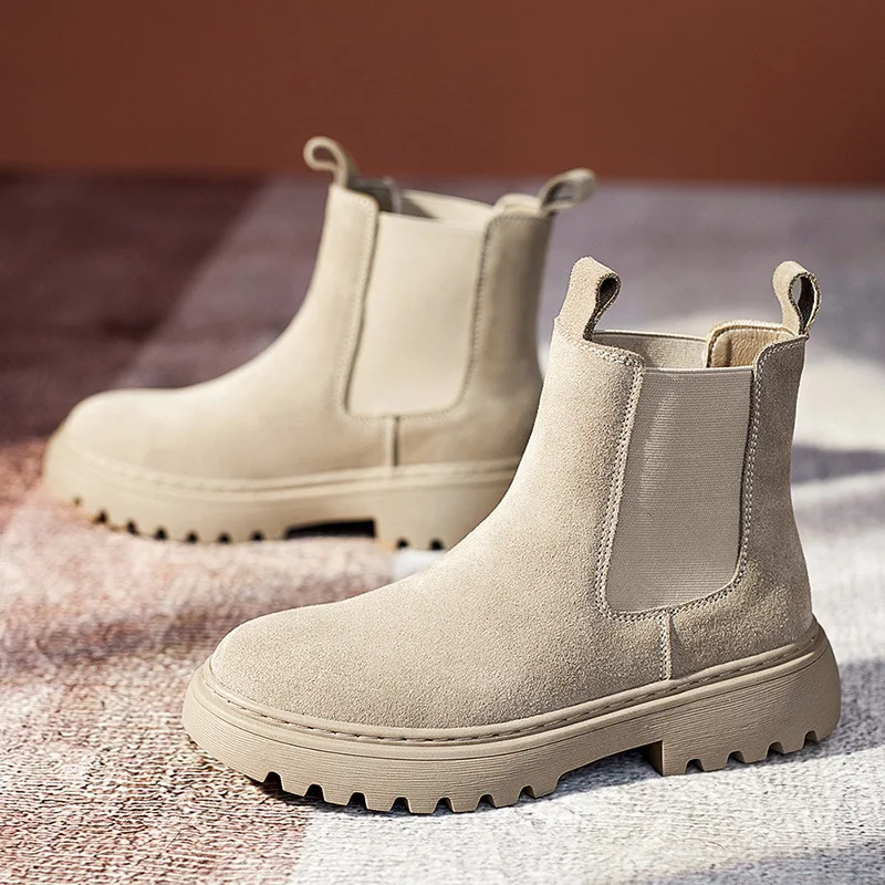 

Brand New Chelsea Boots Soft Leather Ankle Booties Women Autumn Slip-On Platform Shoes Fashion Femme Plush Warm Winter2021