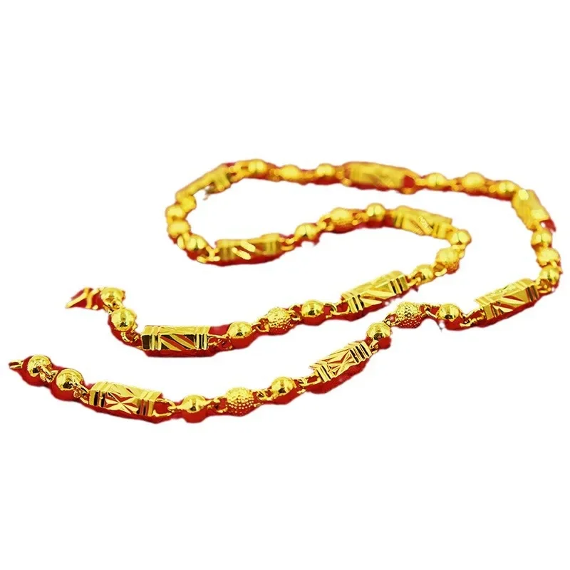 Мужское роскошное ожерелье 9999 настоящее золото 24 карата властное однотонное