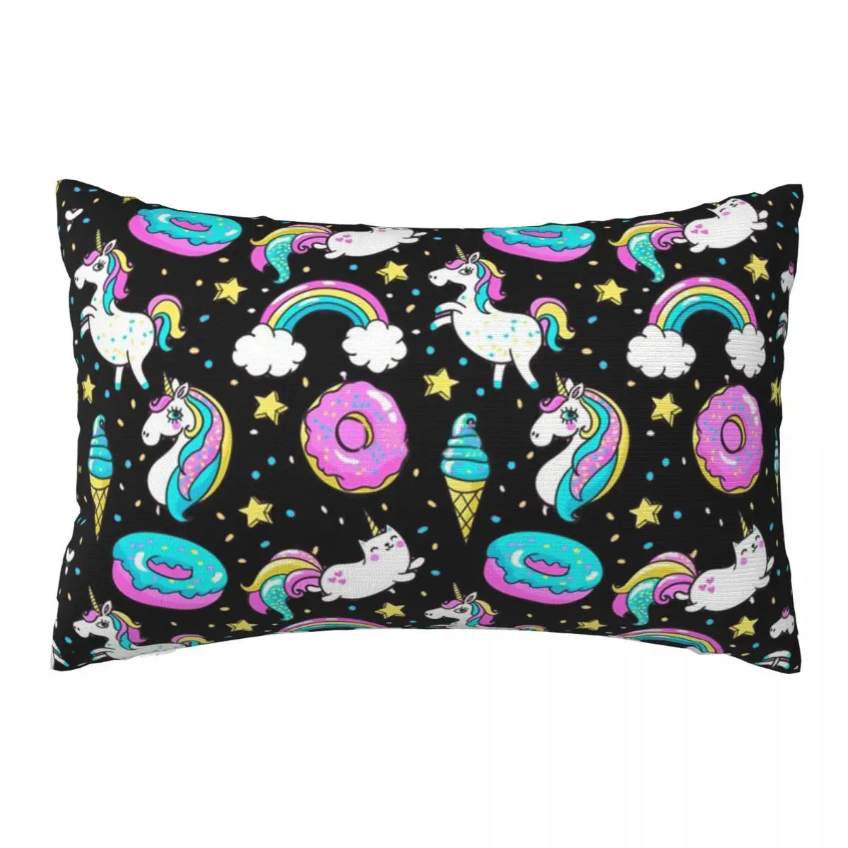 

Rainbow Unicorn Donut Decorative Pillow Covers Throw Pillow Cover Home Pillows Shells Cushion Cover Zippered Pillowcase