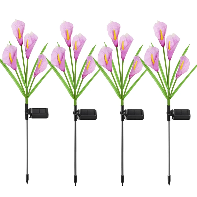 

Solar Lights Outdoor Decorative, 4 Pack Solar Garden Lights With 16 Calla Flowers 7 Color Changing LED Soalr Lights