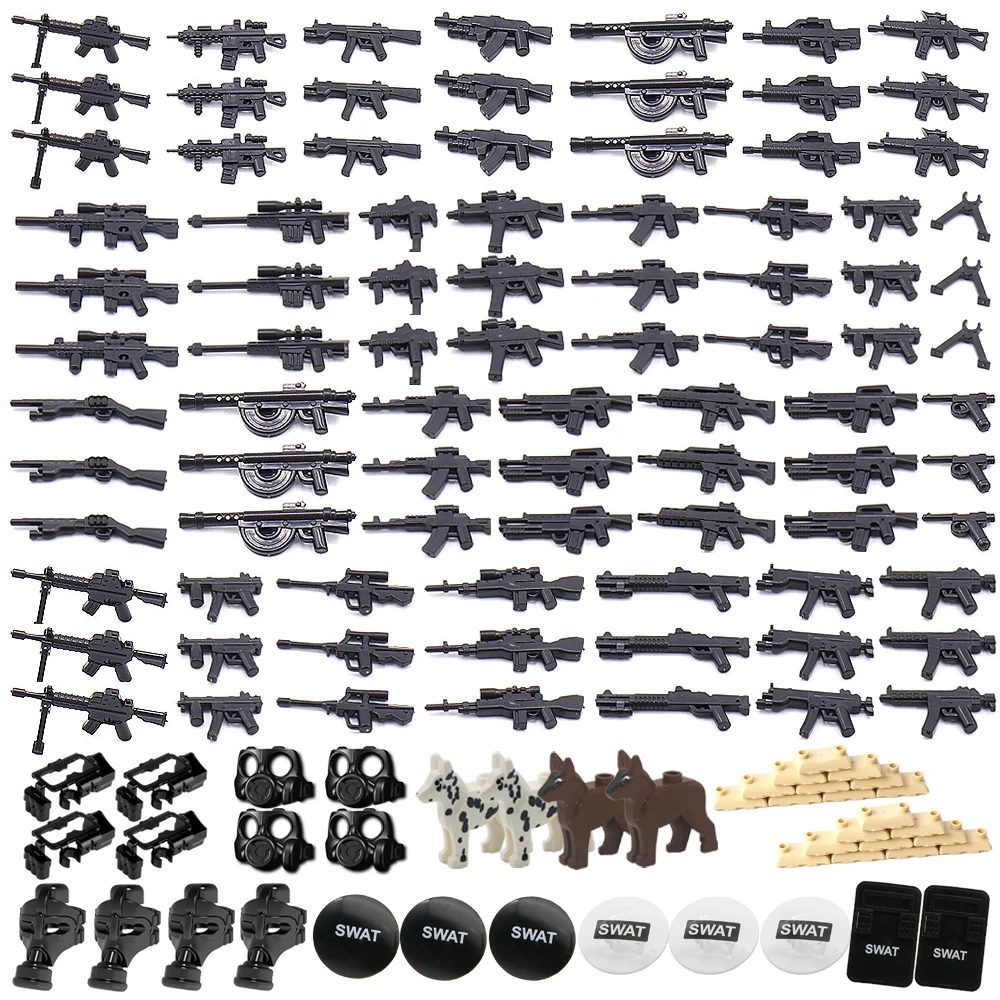 

Creative Military Weapon Gun Accessories SWAT Soldier Figure Parts Building Blocks Army MOC Bricks Assemble Model Toys For Gift