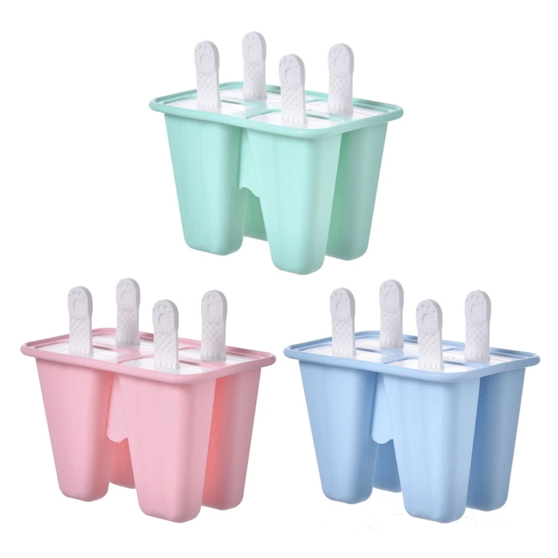 

Food Safe Silicone Ice Cream Molds 4 Cell Ice Cube Molds Popsicle Maker DIY Homemade Freezer Lolly Mould