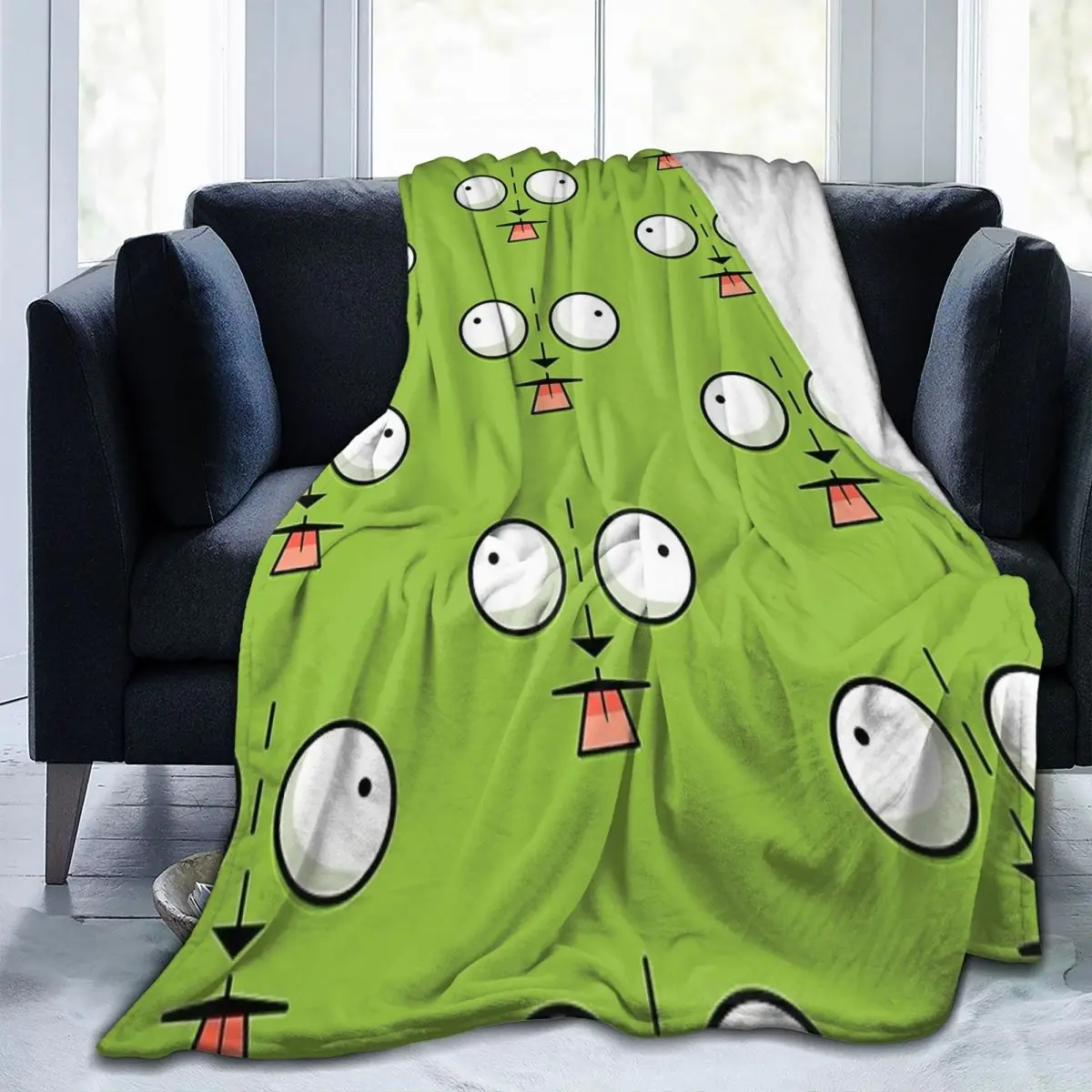 Фото Gir Face - Invader Zim мультяшное одеяло, фланелевые многофункциональные пледы для дивана, постельные принадлежности, офисные пледы, покрывало для путешествий №3