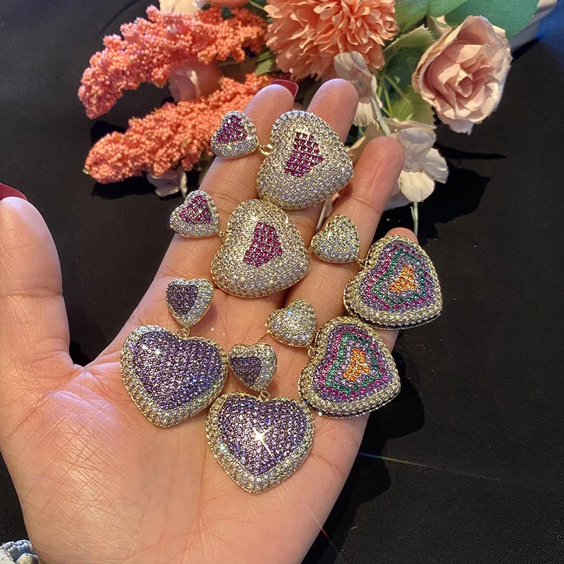 

Женские блестящие серьги-подвески с цирконом, в форме сердца