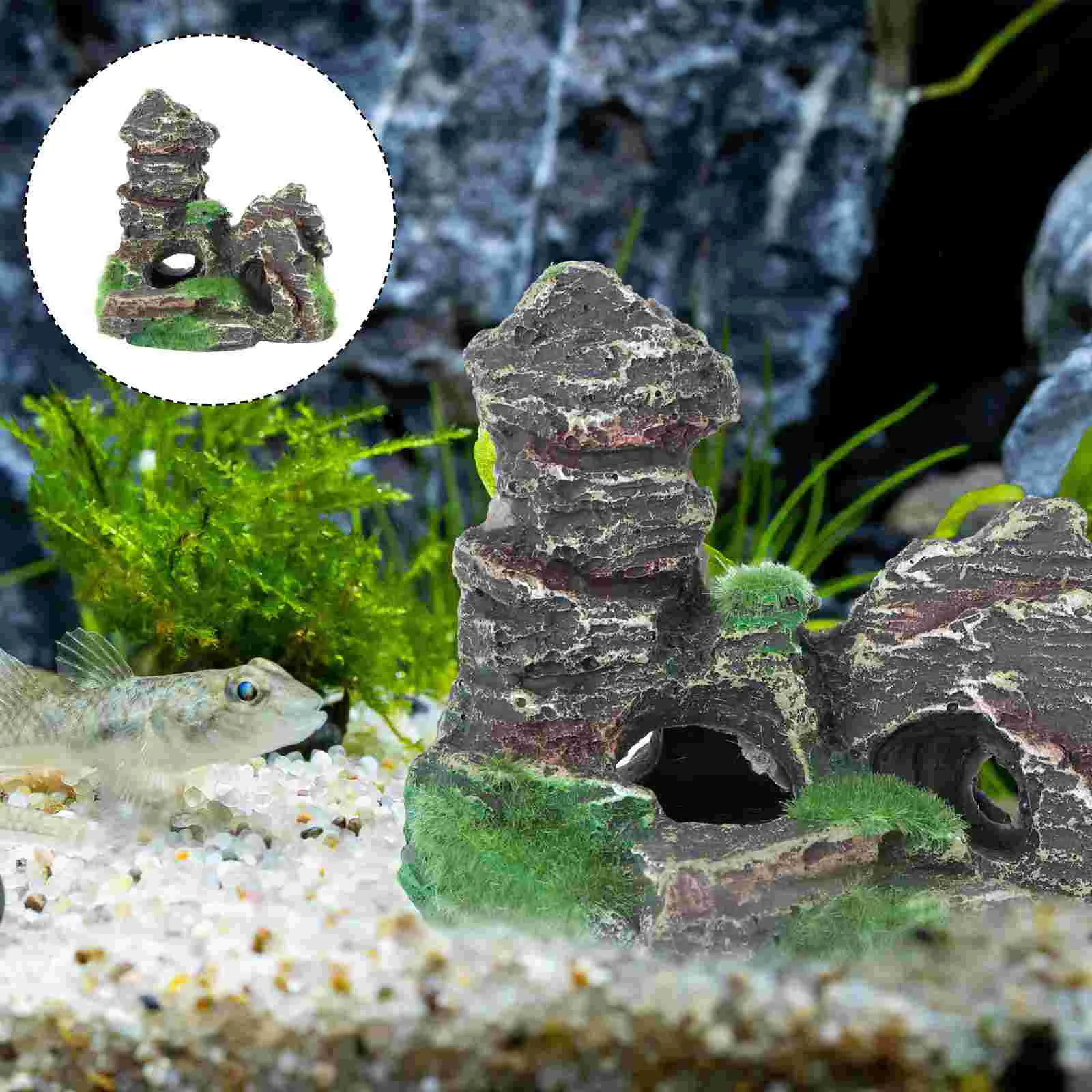 

Aquarium Decorations Rockery Fish Tank Artificial Ornament Decor Mountain Landscaping Imitation Resin Crafts Adornment Moss