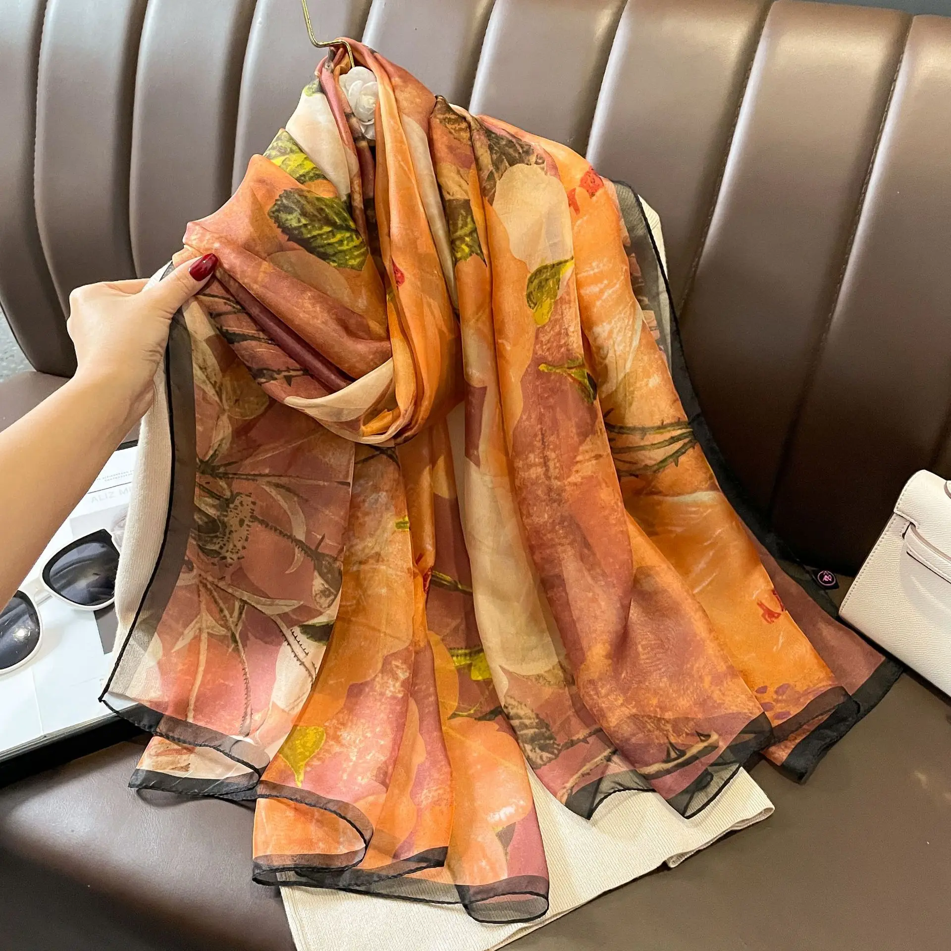 

Пляжные палантины, шаль, шелковый шарф, Женский хиджаб, шарфы, модная женская повязка на голову, бандана