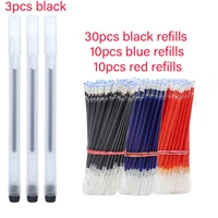 53pcs clear frosted gel pens 0 5mm needle tip black blue red ink office children stationery refill for writting ballpoint pen