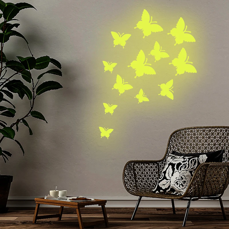 

12pcs Luminous 3D Butterfly Wall Sticker For Kids Bedroom Home Living Room Fridge DIY Wall Decal Decoration Glow In Dark