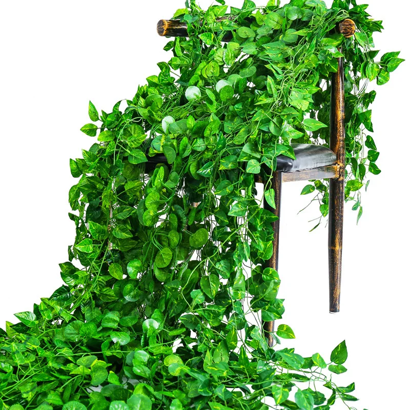 LuanQI 2M Ivy Green Fake Leaves Garland Plant  Vines Wall Hanging Rattan Leaves Outdoor Garden Home Wedding Decor Plastic Plant