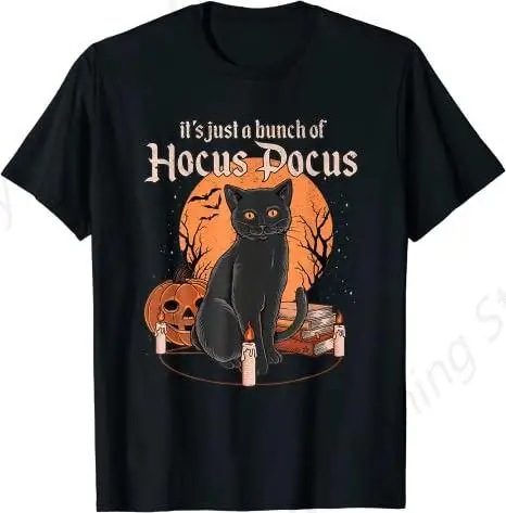 Футболка Bunch of Hocus Pocus Cat костюм на Хэллоуин подарок готический стиль круглый вырез