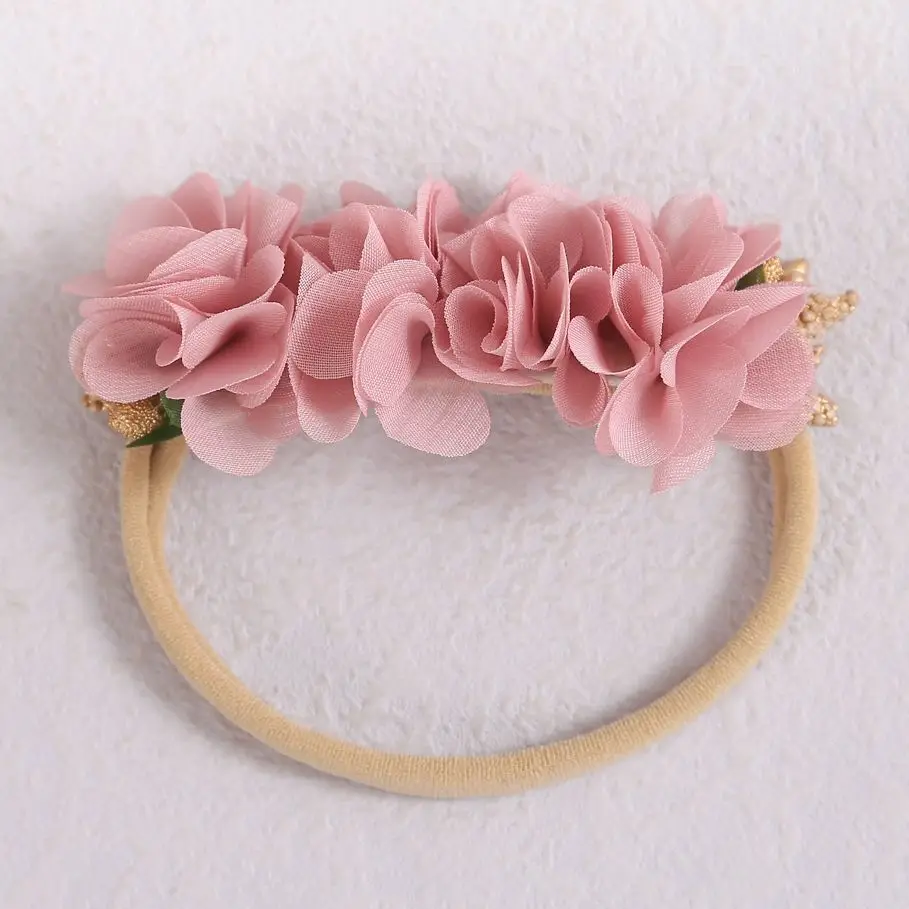 

Детская повязка на голову, шифоновые цветочные повязки для волос, нейлоновая повязка на голову для новорожденных, мягкие нейлоновые аксесс...