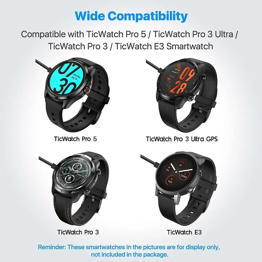Фото Магнитный зарядный кабель для Ticwatch Pro 5 / Pro X / Pro3 Ultra GPS / Pro3 GPS / E3, замена зарядного кабеля №3