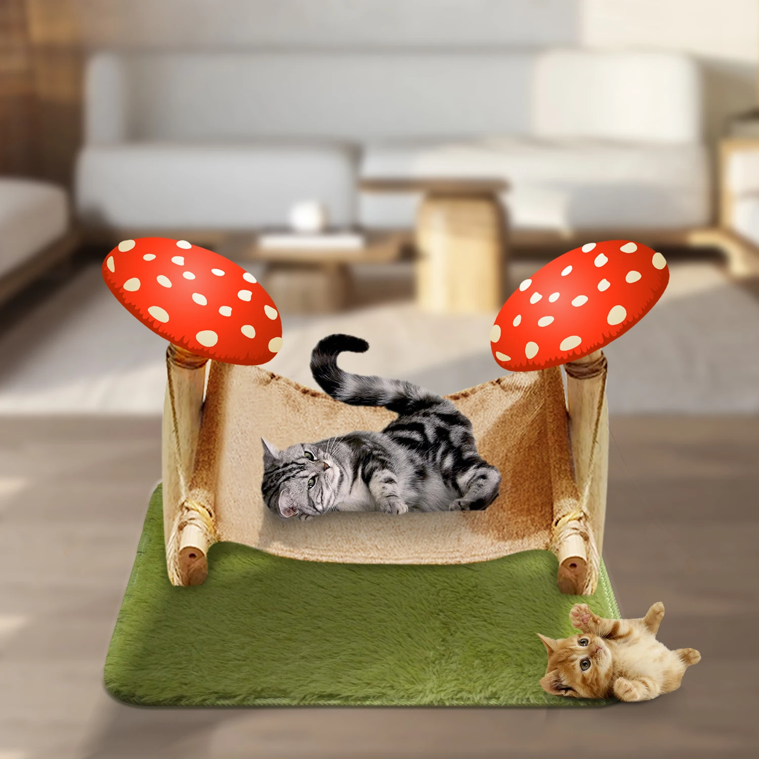 

Handmade Best Cat Hammock Bed New double Mushroom Cat Swing Chair Kitty Hammock Bed Cat Furniture Gift for Your Small to Medium