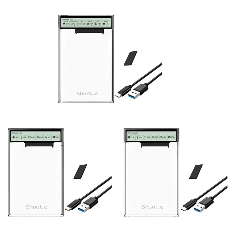 Фото Корпус для жесткого диска 3X Shuole 2,5 дюйма, SATA-USB3.2, для SSD/HDD, 5 Гбит/с, Type-C №1