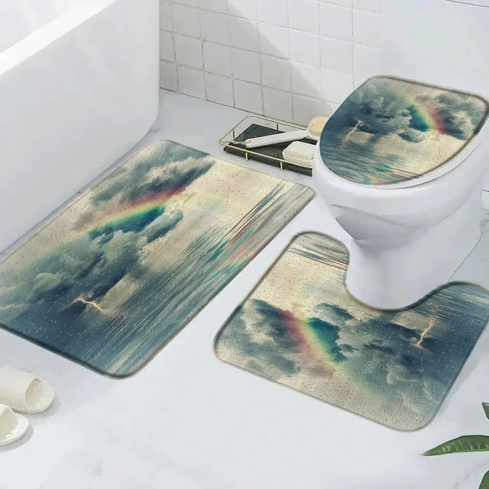 3 шт. коврик для ванной с каплями дождя капли воды синий фон современный