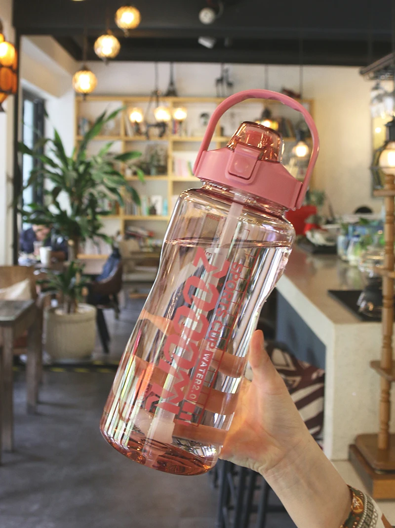 

Large Capacity Water Bottles for Girls Drinking with Straw Plastic Outdoor Creative Botella Deportiva Classic Bottle BD50WB