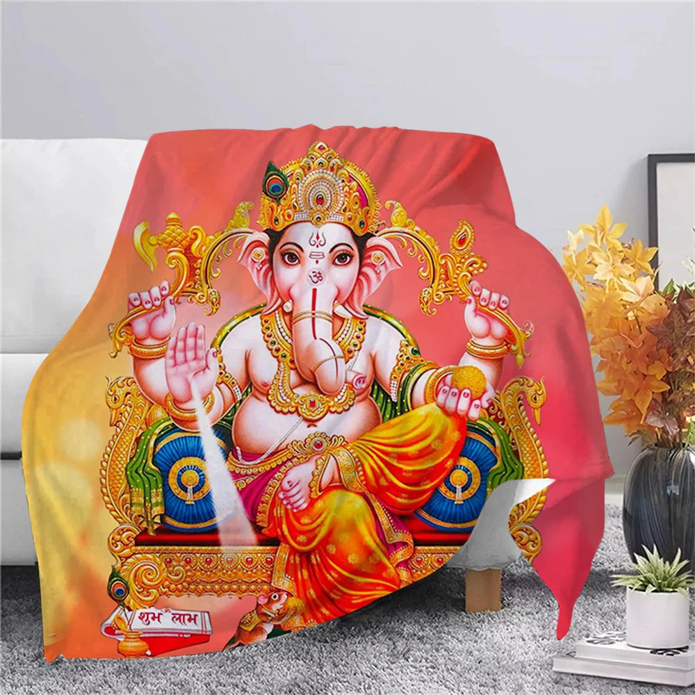 

CLOOCL God of Wisdom Ganeshas Warmth Flannel Blanket 3D Printed Throw Blanket Beds for Office Nap Blankets Kids Adult Quilt
