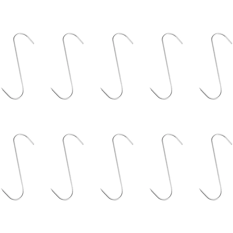 

SEWS-Stainless Steel Hooks,Meat Hook Tool For Hot And Cold Smoking Butchering Hunting Chicken BBQ Pork Sausage Hook 10Pcs