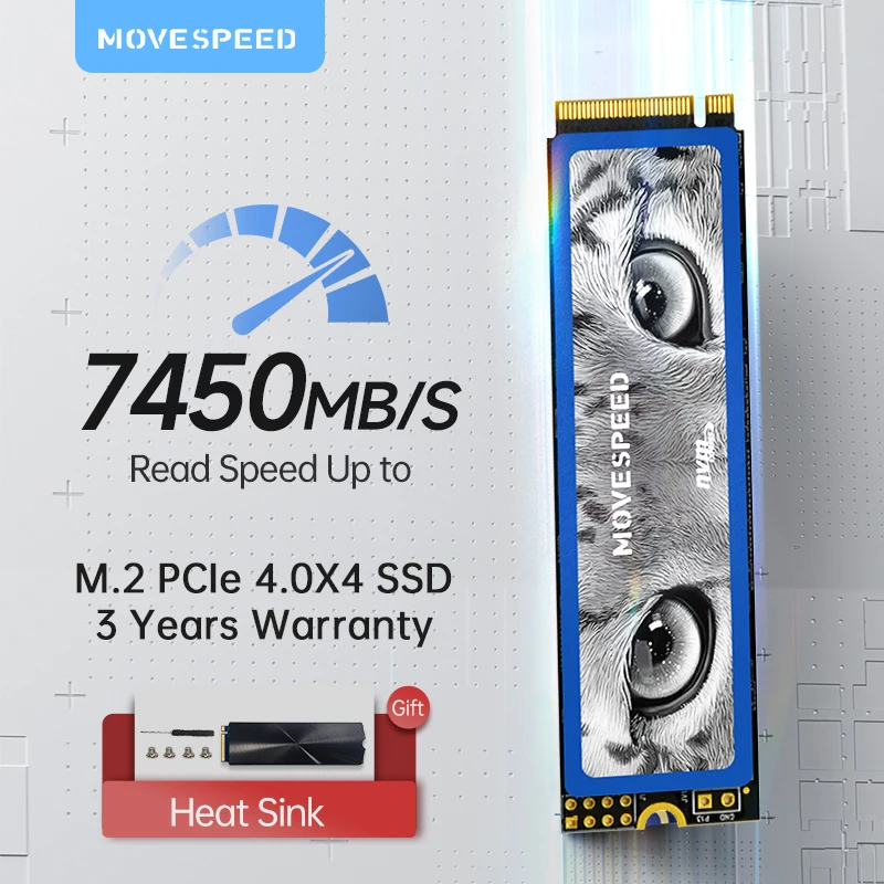 MOVESPEED M2 SSD NVMe 4 ТБ 2 ТБ 1 ТБ Внутренний твердотельный жесткий диск 7450 Мб/с PCIe 4,0x4 M.2 2280 SSD диск для ноутбука и настольного ПК PS5