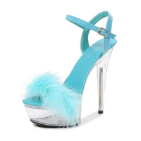 13cm model sexy transparent ankle strap 15cm super high heel sandals waterproof platform stiletto nightclub womens shoes