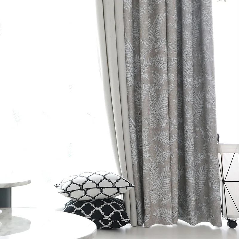 

Flower Tobacco Rice Coffee American Fresh Pure Color Mosaic Blackout Curtain Fabric Curtains for Living dining room bedroom