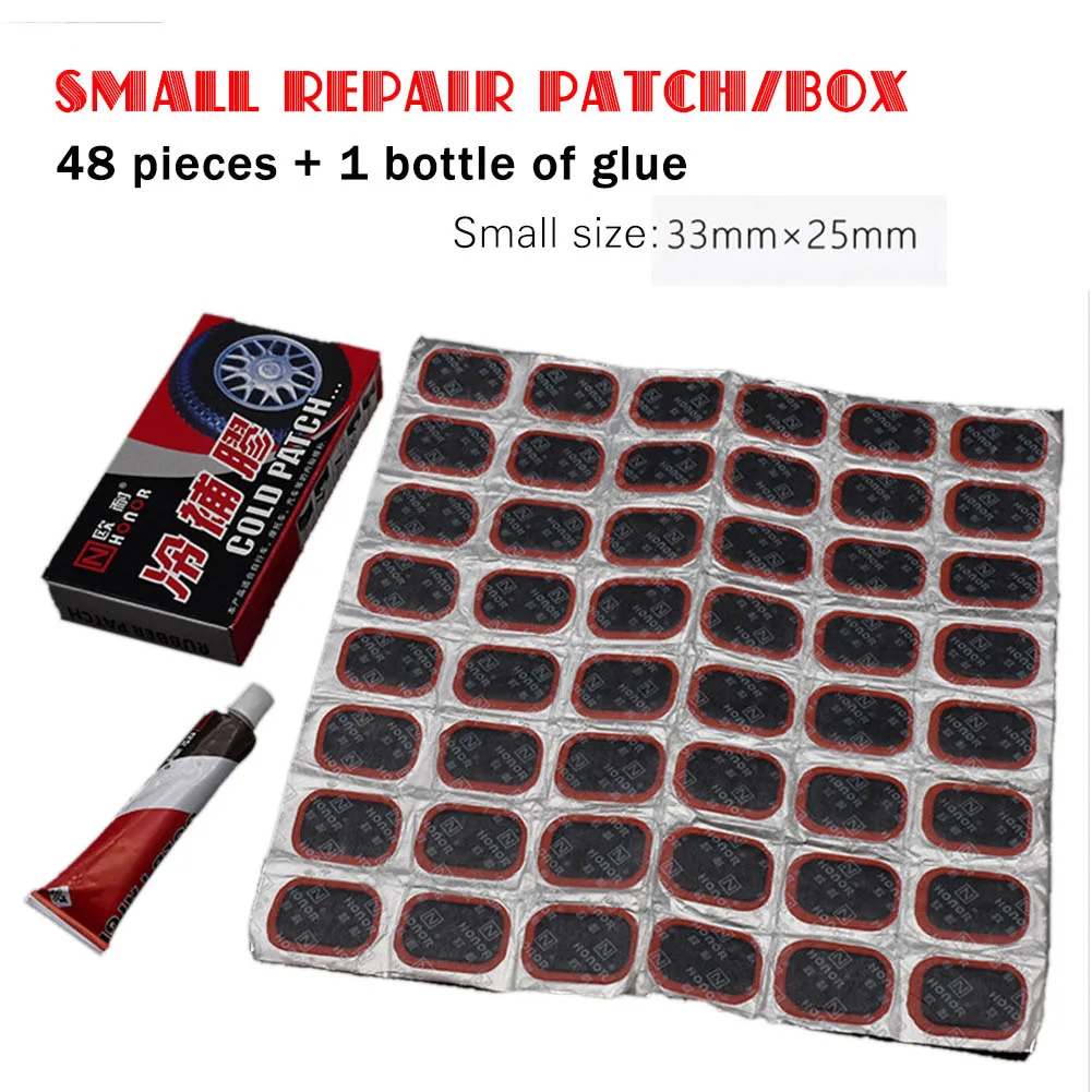 

48 Pcs Motorcycle Tyre Rubber Patch Piece Round Cycling Inner Tube Puncture Repair Tools With Glue For Tire Repair Tool