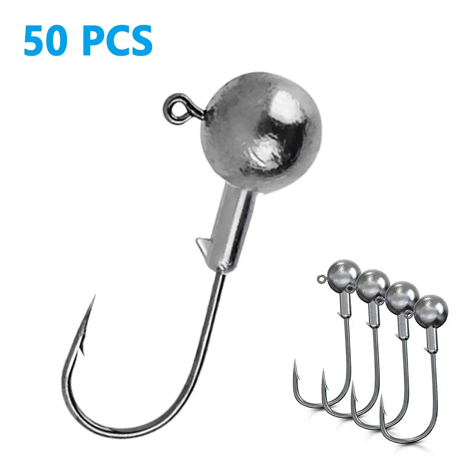 

50pcs/Lot Fishhook 3.5 Jighead Fishing Jig Head With A T-tail Soft Bait For Fishing Jig Head Hook Fishing Tackle Accessories