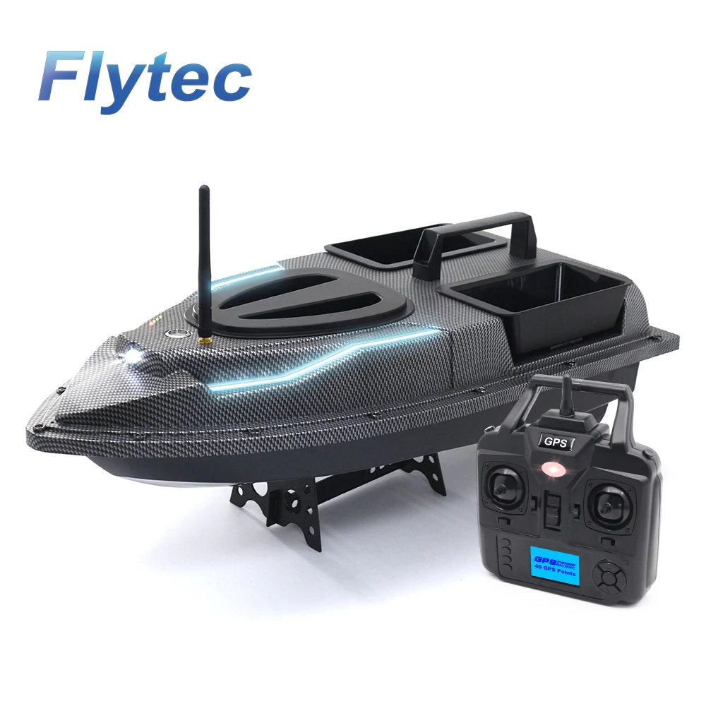 

Flytec V010 Bait Boat Upgraded Version V900 40 Points GPS Dual Hoppers 500M Auto Return Carp Fishing Boat With Steering Light