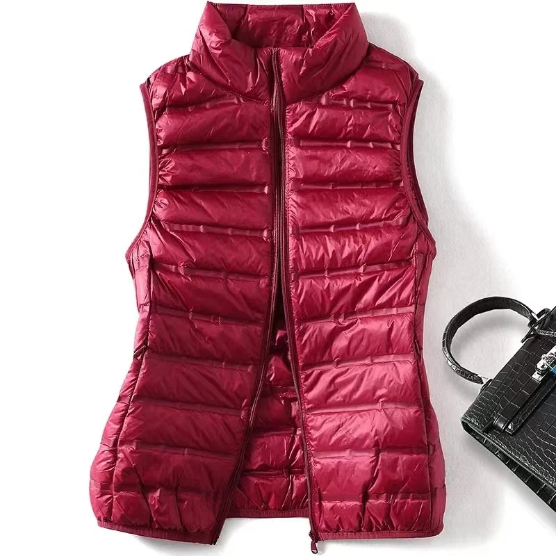 New Women Sleeveless Women's Ultra Light 90% Down Vests Slim Jacket Girl Gilet Lightweight Windproof Warm Waistcoat Portable