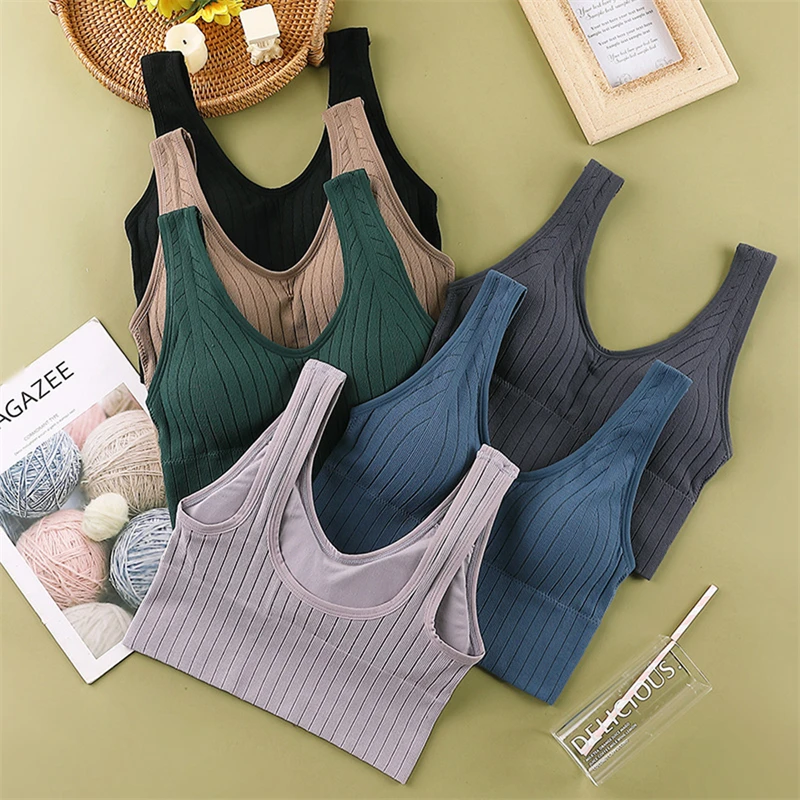 

Seamless Women Wireless Bra Padded Sports Tube Top Crop Top U-Shaped Back Breathable Simple Lingerie Bralette