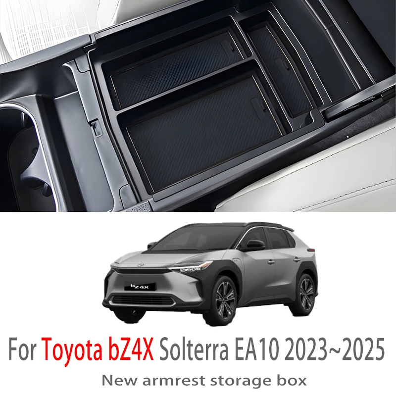 

Автомобильные аксессуары для Toyota bZ4X Solterra EA10 2023 ~ 2025, подлокотник центральной консоли, ящик для хранения, многофункциональное хранилище, автозапчасти