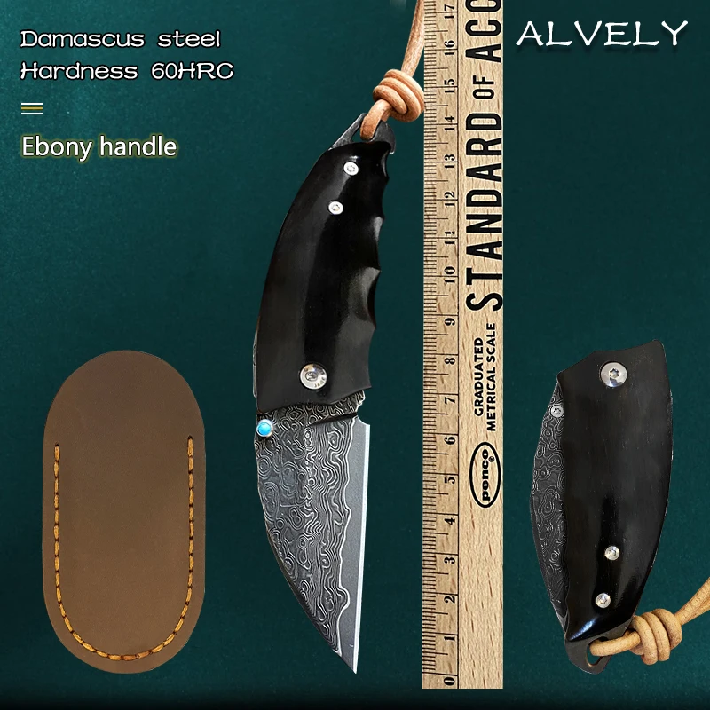 VG10 Damascus Steel Mini Pocket Knife Outdoor Camping Hunting Fishing Self-Defense Portable Folding Knife EDC Defense Tool