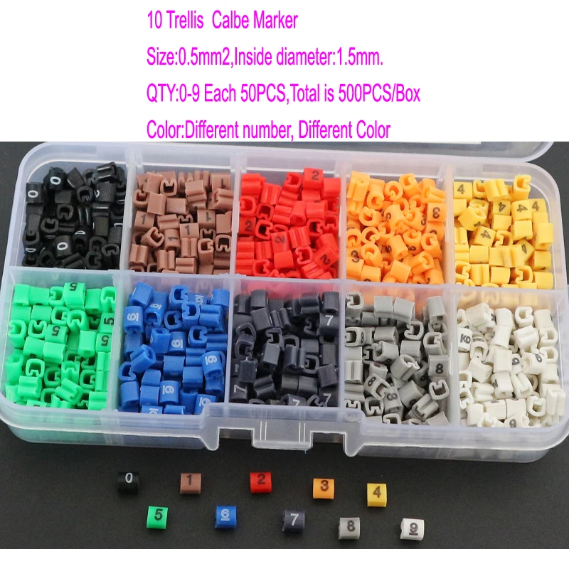 EC-0/1/2/3/5 пластиковые 10 Trellis наборы кабелей маркеры от 0 до 9 цифр красочная трубка