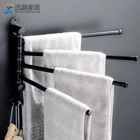 swivel towel rod rotational hand bars rack shower multi hanger black stainless steel wall movable holder bathroom accessories