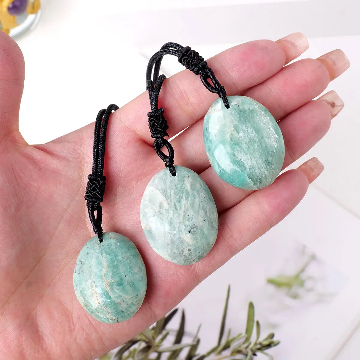 Подвеска ручной работы с амазонитом из натурального целебного хрустального