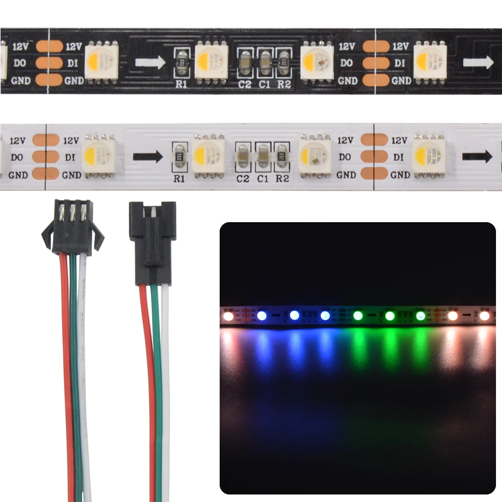 

Hot 5M P8 DC12V SK6812 RGBW RGBWW 60LEDs/m 5050 SMD Flexible LED Light Strip IP20 IP65 IP67 White/Black PCB 1 IC driver 3 leds