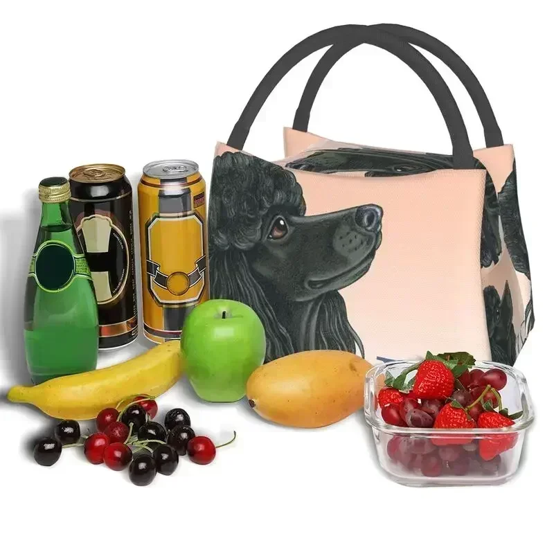 Poodle Black Love Insulated Lunch Tote Bag for Women Pudel Caniche Portable Thermal Cooler Food Box Work Travel