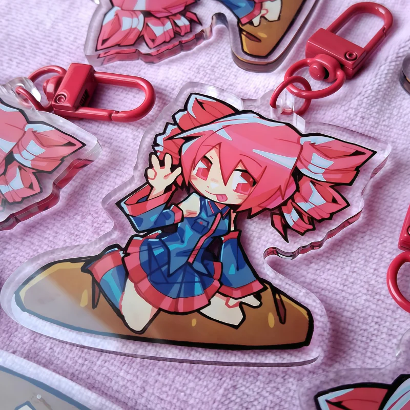 Фото Милый акриловый брелок с фан-артом Касане Тето, аниме Vocaloid UTAU, двусторонний прозрачный кулон-подвеска с принтом, для сумки, на молнию, подарок №1