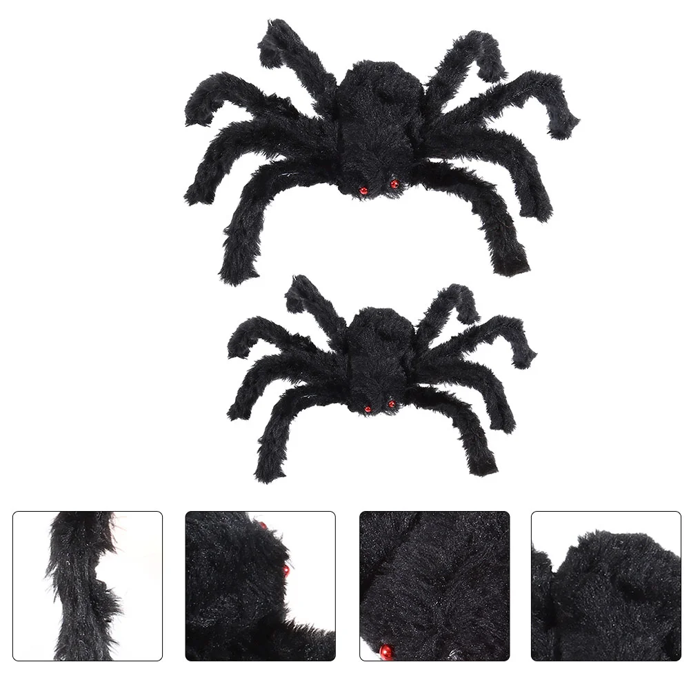 

4Pcs Tricky Toys Spider Playthings Scary Spiders Plush Spiders for Home Party Garden