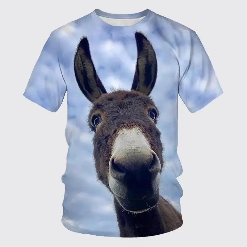 Summer Men's T-shirt 3D Print Funny Donkey Graphic T Shirt for Women Clothing Cute Kids Short Sleeve Quick Dry Casual Tee Shirts