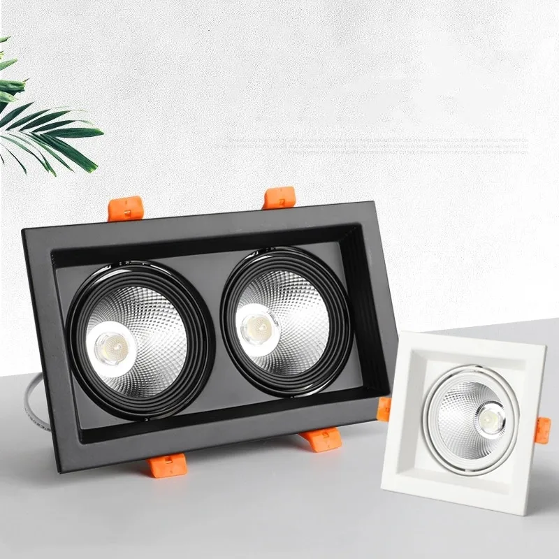 Супер яркий квадратный светодиодный встраиваемый светильник COB с регулируемой