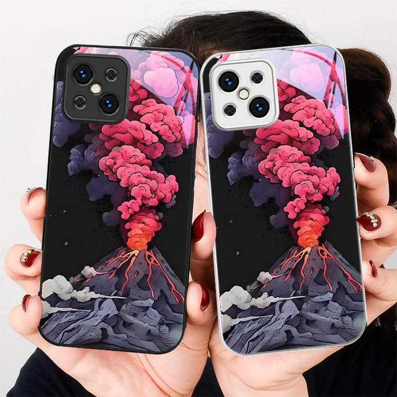 Simple Pink Volcanic Grey For Find X5 X3 Lite Reno 6 4Z 5G OPPO A72 79 73 58 A54S OnePlus Nord N200 Tempered glass phone case
