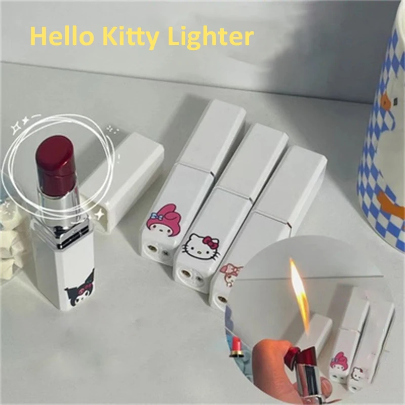 

Sanrio Series Lighter Anime Cartoon Hello Kitty Kuromi Kuromi Flame Windproof Lighters Melody Creative Lighter Accessories Gifts