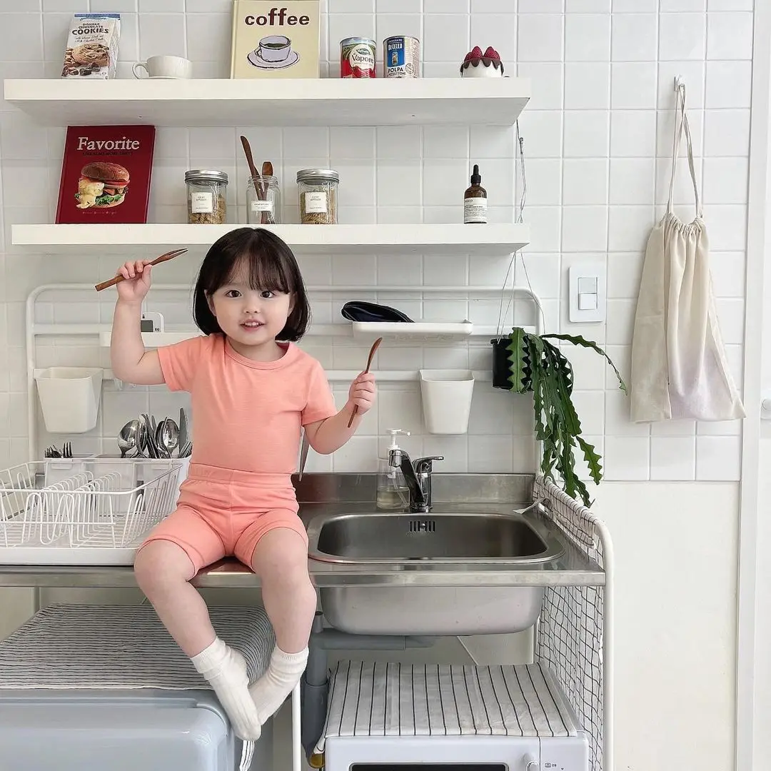 

2022 New Comfortable Homewear Set Girl Elasticity Solid Simple Short Sleeves Tops Boy Cotton Shorts Suit 2pc Chilrdren Outfits